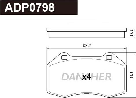 Danaher ADP0798 - Тормозные колодки, дисковые, комплект autospares.lv