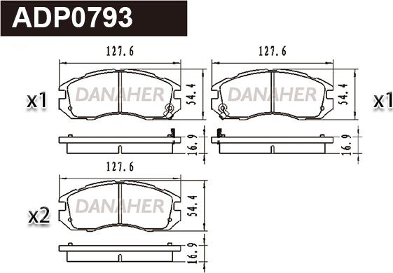 Danaher ADP0793 - Тормозные колодки, дисковые, комплект autospares.lv