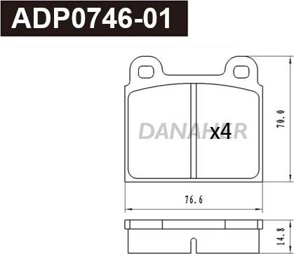 Danaher ADP0746-01 - Тормозные колодки, дисковые, комплект autospares.lv