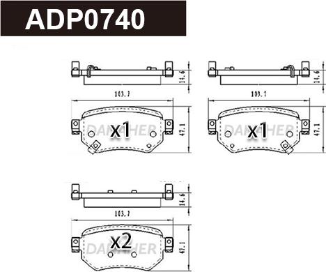 Danaher ADP0740 - Тормозные колодки, дисковые, комплект autospares.lv