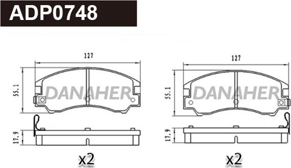 Danaher ADP0748 - Тормозные колодки, дисковые, комплект autospares.lv