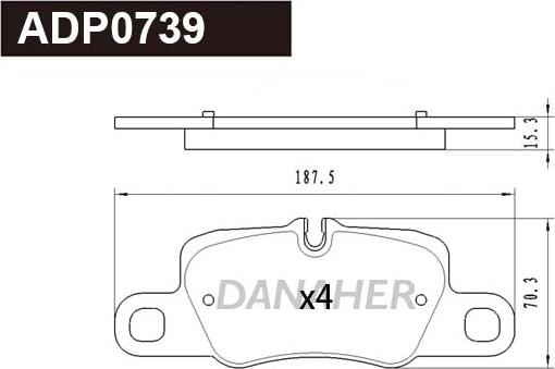 Danaher ADP0739 - Тормозные колодки, дисковые, комплект autospares.lv
