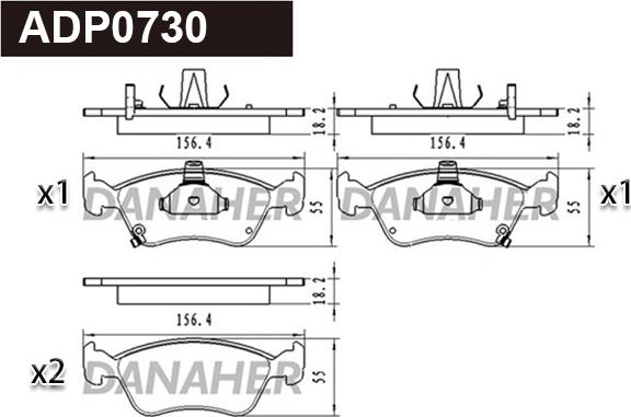 Danaher ADP0730 - Тормозные колодки, дисковые, комплект autospares.lv