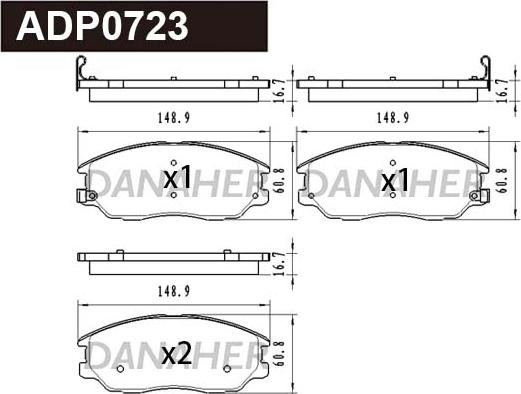 Danaher ADP0723 - Тормозные колодки, дисковые, комплект autospares.lv