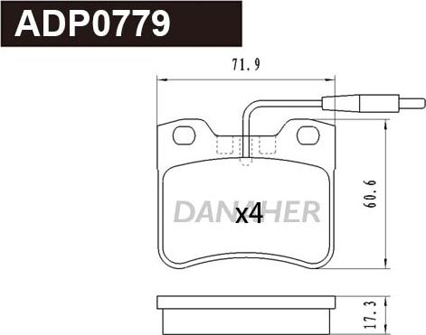 Danaher ADP0779 - Тормозные колодки, дисковые, комплект autospares.lv