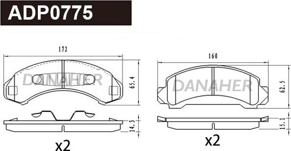 Danaher ADP0775 - Тормозные колодки, дисковые, комплект autospares.lv