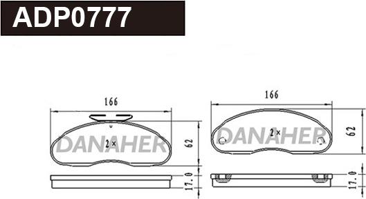 Danaher ADP0777 - Тормозные колодки, дисковые, комплект autospares.lv