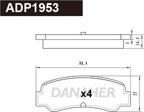 Danaher ADP1953 - Тормозные колодки, дисковые, комплект autospares.lv