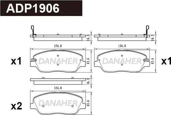 Danaher ADP1906 - Тормозные колодки, дисковые, комплект autospares.lv