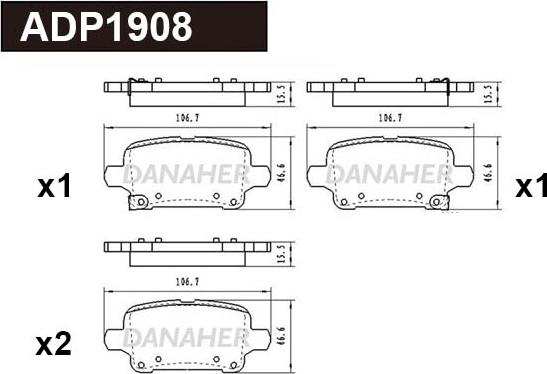 Danaher ADP1908 - Тормозные колодки, дисковые, комплект autospares.lv