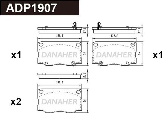 Danaher ADP1907 - Тормозные колодки, дисковые, комплект autospares.lv