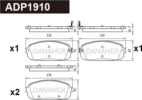 Danaher ADP1910 - Тормозные колодки, дисковые, комплект autospares.lv