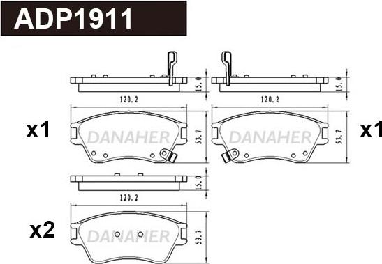 Danaher ADP1911 - Тормозные колодки, дисковые, комплект autospares.lv