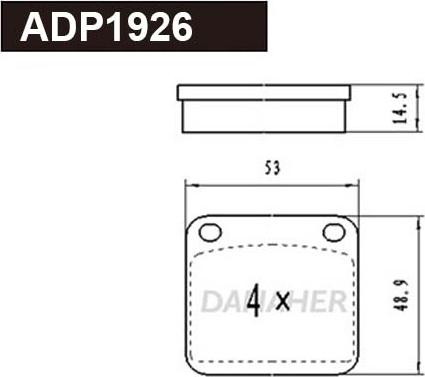 Danaher ADP1926 - Тормозные колодки, дисковые, комплект autospares.lv