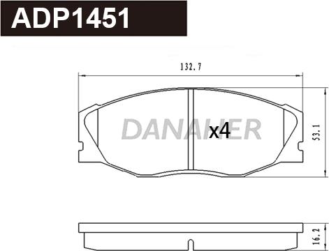 Danaher ADP1451 - Тормозные колодки, дисковые, комплект autospares.lv