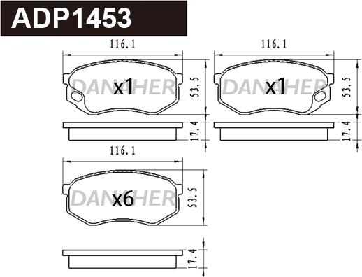 Danaher ADP1453 - Тормозные колодки, дисковые, комплект autospares.lv