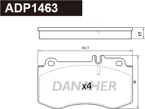 Danaher ADP1463 - Тормозные колодки, дисковые, комплект autospares.lv