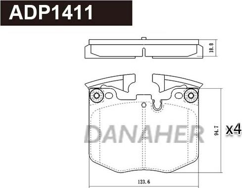 Danaher ADP1411 - Тормозные колодки, дисковые, комплект autospares.lv