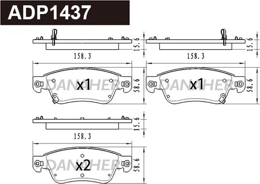 Danaher ADP1437 - Тормозные колодки, дисковые, комплект autospares.lv