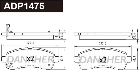 Danaher ADP1475 - Тормозные колодки, дисковые, комплект autospares.lv