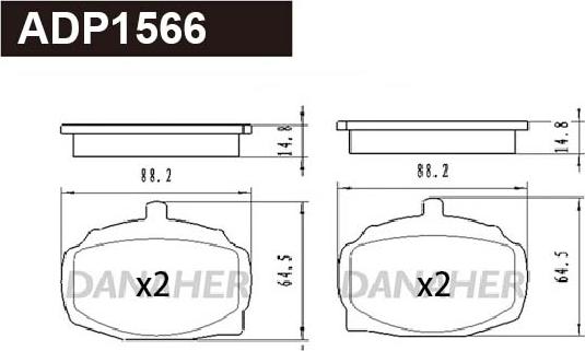 Danaher ADP1566 - Тормозные колодки, дисковые, комплект autospares.lv