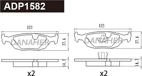 Danaher ADP1582 - Тормозные колодки, дисковые, комплект autospares.lv