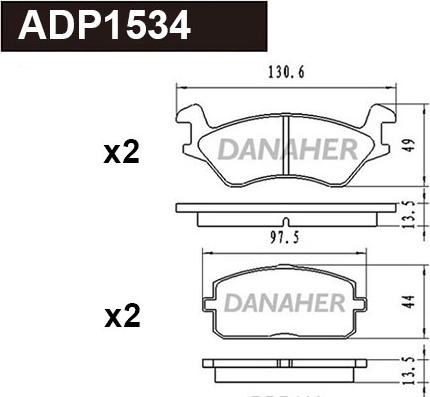 Danaher ADP1534 - Тормозные колодки, дисковые, комплект autospares.lv