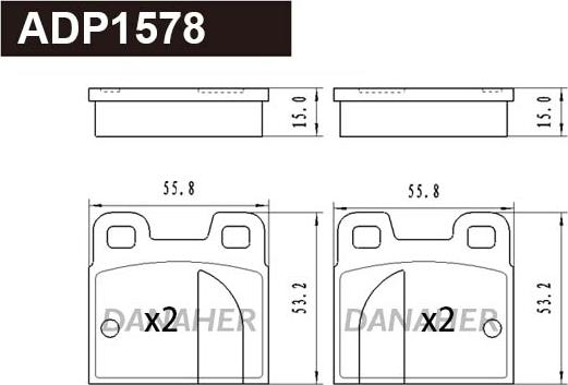 Danaher ADP1578 - Тормозные колодки, дисковые, комплект autospares.lv