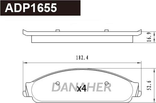 Danaher ADP1655 - Тормозные колодки, дисковые, комплект autospares.lv