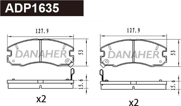 Danaher ADP1635 - Тормозные колодки, дисковые, комплект autospares.lv
