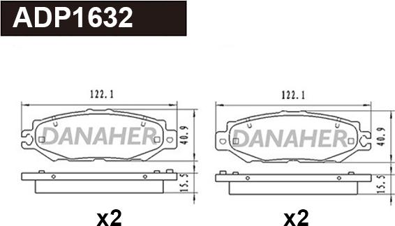 Danaher ADP1632 - Тормозные колодки, дисковые, комплект autospares.lv