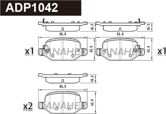 Danaher ADP1042 - Тормозные колодки, дисковые, комплект autospares.lv