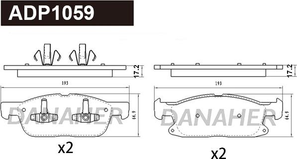 Danaher ADP1059 - Тормозные колодки, дисковые, комплект autospares.lv