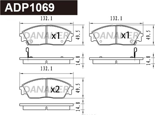 Danaher ADP1069 - Тормозные колодки, дисковые, комплект autospares.lv