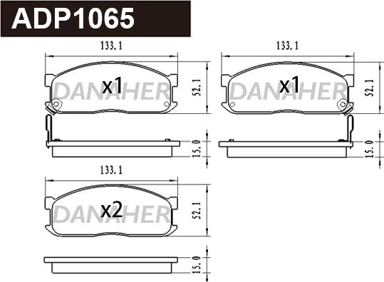 Danaher ADP1065 - Тормозные колодки, дисковые, комплект autospares.lv