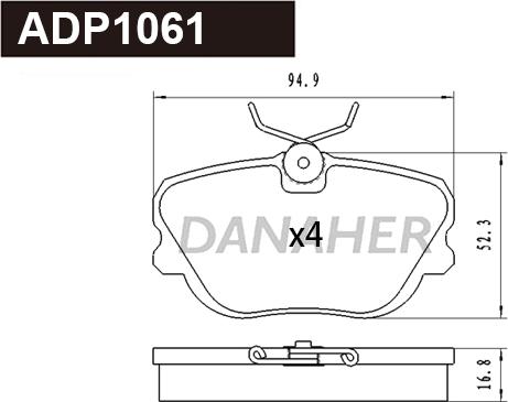 Danaher ADP1061 - Тормозные колодки, дисковые, комплект autospares.lv