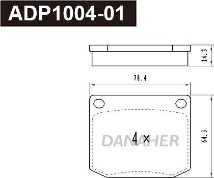 Danaher ADP1004-01 - Тормозные колодки, дисковые, комплект autospares.lv