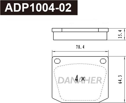 Danaher ADP1004-02 - Тормозные колодки, дисковые, комплект autospares.lv