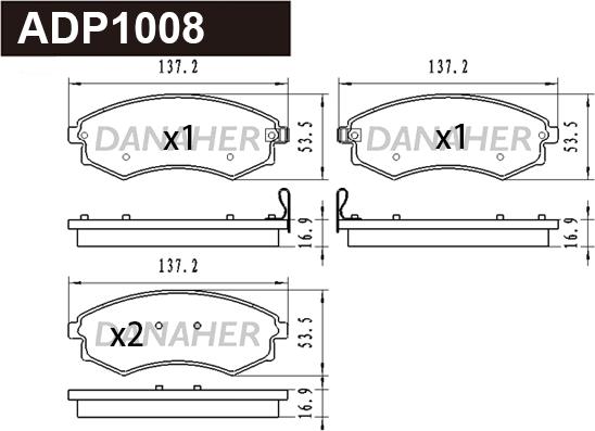 Danaher ADP1008 - Тормозные колодки, дисковые, комплект autospares.lv