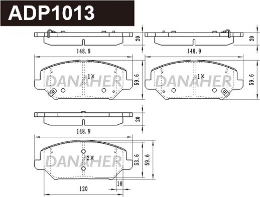 Danaher ADP1013 - Тормозные колодки, дисковые, комплект autospares.lv