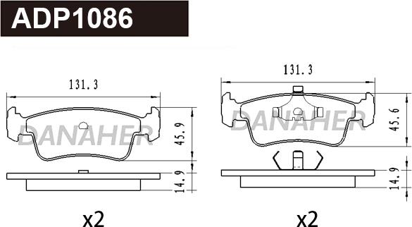 Danaher ADP1086 - Тормозные колодки, дисковые, комплект autospares.lv