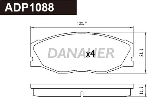 Danaher ADP1088 - Тормозные колодки, дисковые, комплект autospares.lv