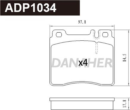 Danaher ADP1034 - Тормозные колодки, дисковые, комплект autospares.lv