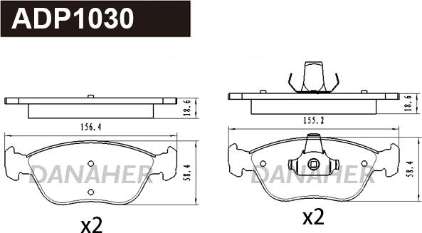 Danaher ADP1030 - Тормозные колодки, дисковые, комплект autospares.lv