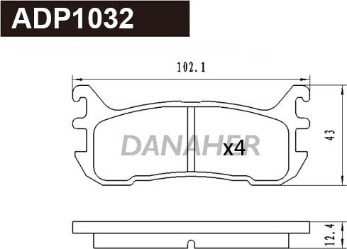 Danaher ADP1032 - Тормозные колодки, дисковые, комплект autospares.lv