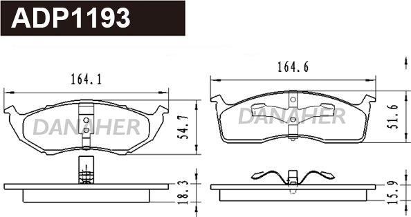 Danaher ADP1193 - Тормозные колодки, дисковые, комплект autospares.lv