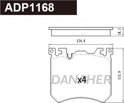 Danaher ADP1168 - Тормозные колодки, дисковые, комплект autospares.lv