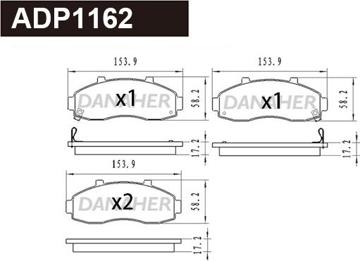 Danaher ADP1162 - Тормозные колодки, дисковые, комплект autospares.lv