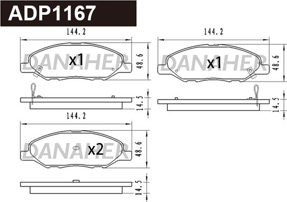 Danaher ADP1167 - Тормозные колодки, дисковые, комплект autospares.lv