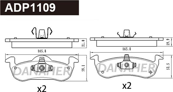 Danaher ADP1109 - Тормозные колодки, дисковые, комплект autospares.lv